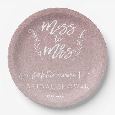 Trendy Rose Gold Miss To Mrs Bridal Shower Paper Plates