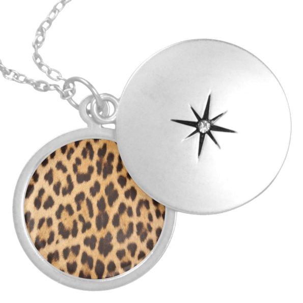 trendy safari fashion leopard spots cheetah print locket necklace