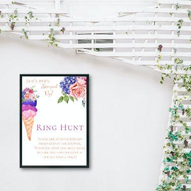 Trendy Scooped Ice Cream Ring Hunt Bridal Shower Poster