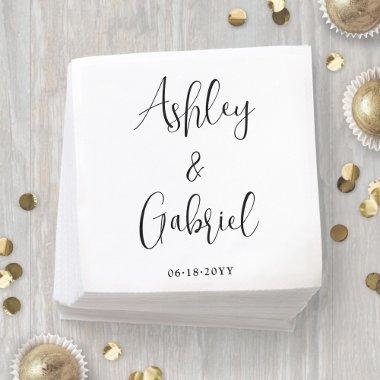 Trendy Script Calligraphy Simple Modern Wedding Napkins