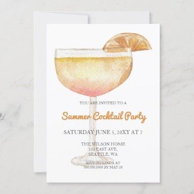 Trendy Simple Modern Summer Cocktail Party Invitations