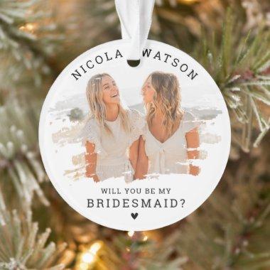 Trendy Smudge Photo | Will You Be My Bridesmaid? Ornament