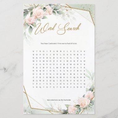 Trendy spring boho blush roses gold Word Search