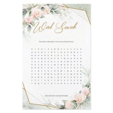 Trendy spring boho blush roses gold Word Search