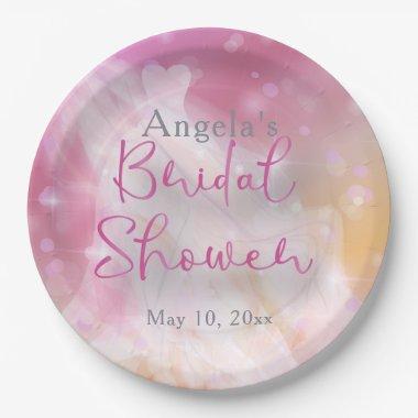 Trendy Stylish Chic Sparkly Gown Bridal Shower Paper Plates