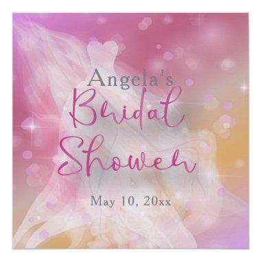 Trendy Stylish Chic Sparkly Gown Bridal Shower Poster