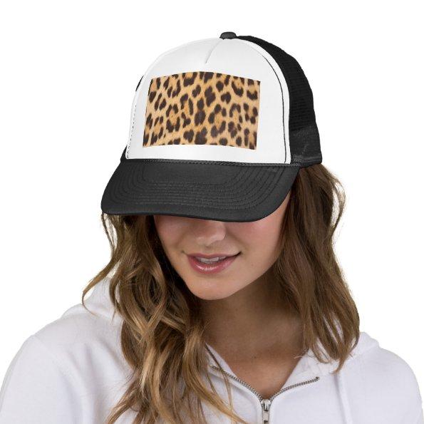 trendy stylish safari themed leopard print trucker hat