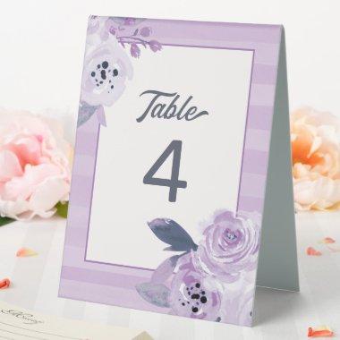 Trendy Violet Lavender Purple Floral Table Number Table Tent Sign