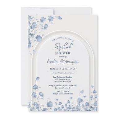 Trendy watercolor blue wildflowers boho arch