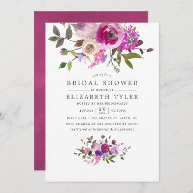 Trendy Watercolor Floral Bridal Shower Invitations
