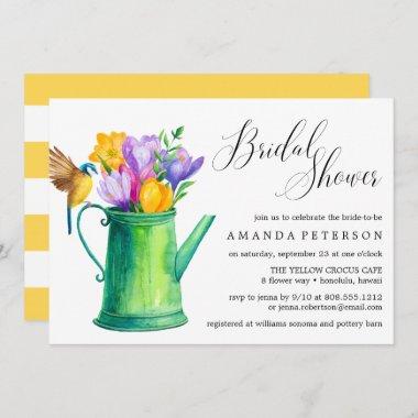 Trendy Watercolor Flowers wedding Bridal Shower Invitations