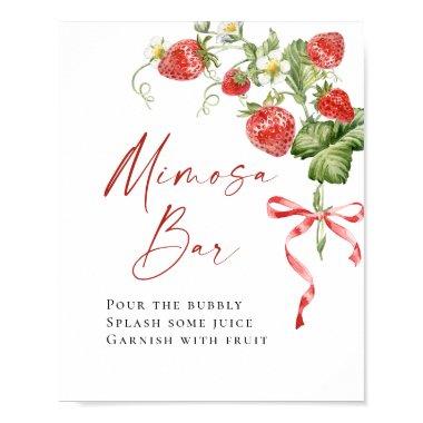 Trendy Watercolor Strawberry Bridal Mimosa Bar Poster