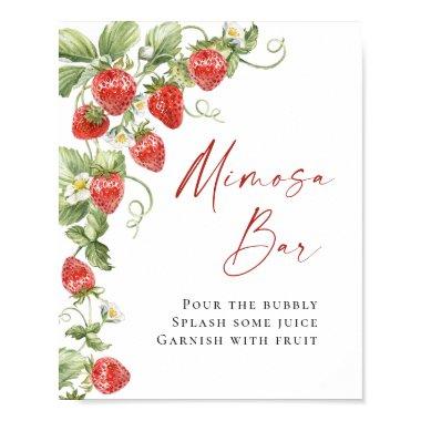 Trendy Watercolor Strawberry Bridal Mimosa Bar Poster