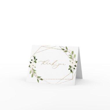 Trendy Wedding Shower Geometric Watercolor Gold Thank You Invitations