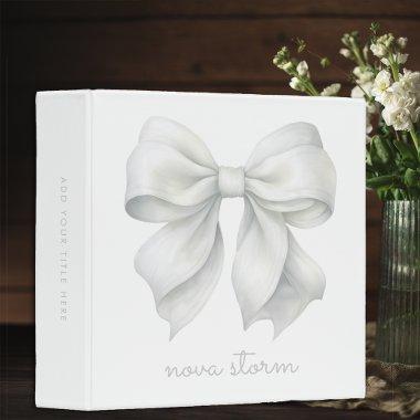 Trendy White Bow Personalized With Name Monogram 3 Ring Binder