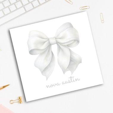 Trendy White Bow Personalized With Name Monogram Post-it Notes