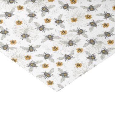 Trendy White Buzzing Spring & Summer Honeybee Tissue Paper