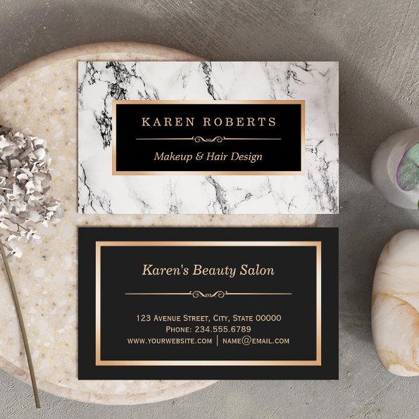 Trendy White Marble Makeup Artist Hair Salon Business Invitations
