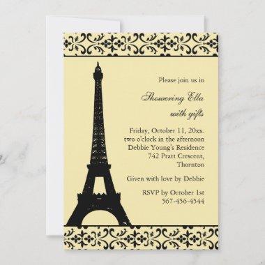 Tres Paris Bridal Shower (yellow) Invitations