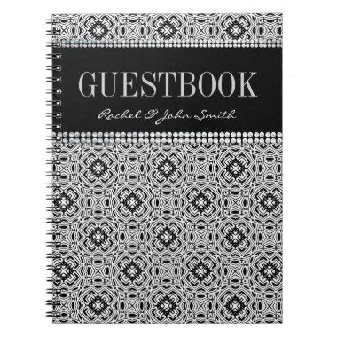 Tribal Black White design Guestbook Notebook