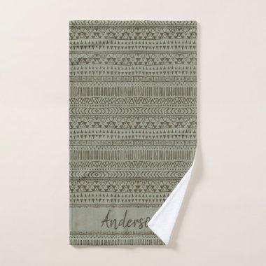 TRIBAL GREY COPPER BOHEMIAN PATTERN PERSONALISED BATH TOWEL SET