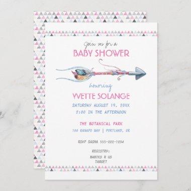 Tribal Watercolor Arrow Feathers Any Occasion Invitations