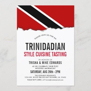 Trini Themed Cuisine | Party Flag Invite White