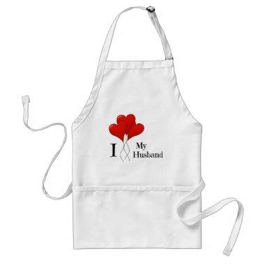 Trio of Red Heart Balloons I Love My Husband Adult Apron