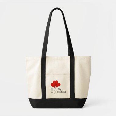 Trio of Red Heart Balloons I Love My Husband Tote Bag
