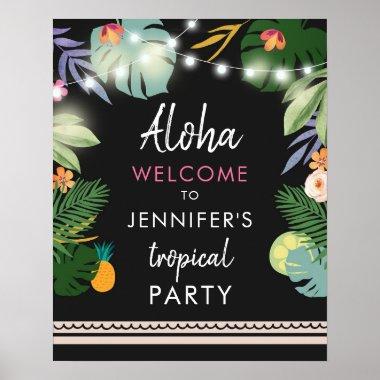 Tropical Aloha Luau Hawaiian Party Welcome Sign