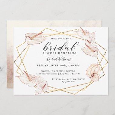 Tropical Anthuriums Floral Bridal Shower Invitations