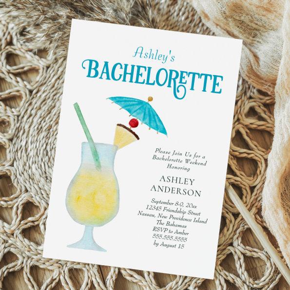 Tropical Bachelorette Party with Pina Colada Invitations