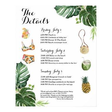 Tropical Beach Bachelorette Weekend Itinerary Poster