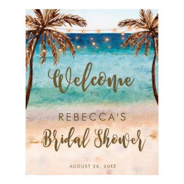 tropical beach bridal shower welcome sign poster