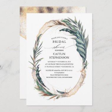 Tropical Beach Exotic Palm Leaves Bridal Shower Invitations