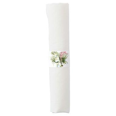 Tropical Beach Greenery Pink Floral Napkin Bands