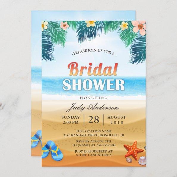 Tropical Beach Hawaiian Summer Bridal Shower Invitations