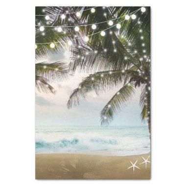 Tropical Beach Ocean Palm Trees & Lights Wedding Tissue Paper