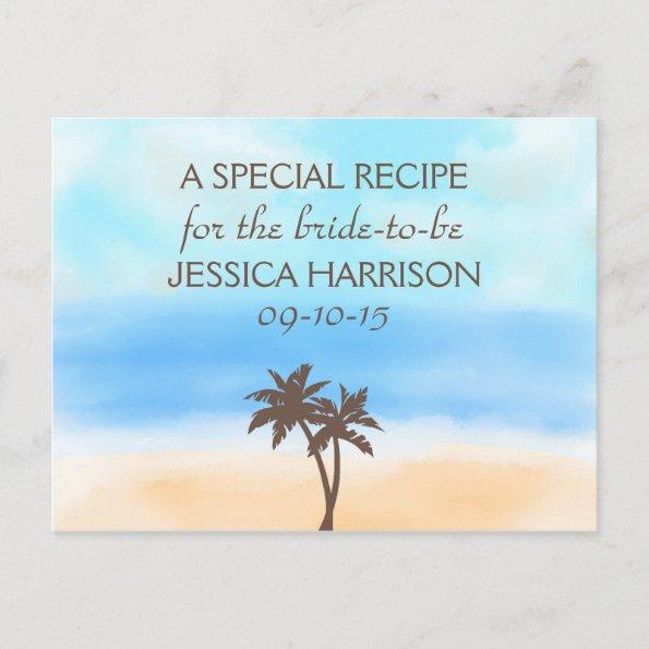 Tropical Beach Palm Tree Bridal Shower Recipe Invitations