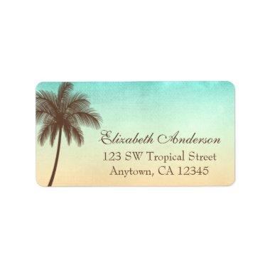 Tropical Beach Palm Tree Personalized Label