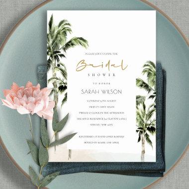 Tropical Beach Palm Trees Bridal Shower Invite