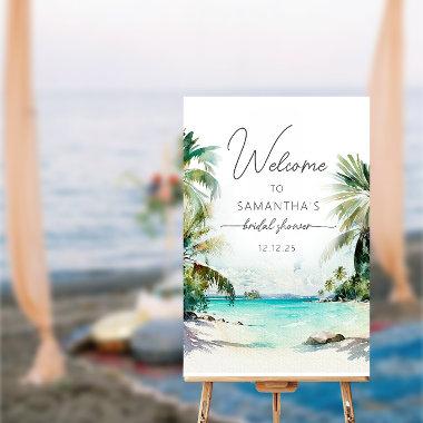 Tropical Beach Palm Trees Bridal Shower Welcome Foam Board