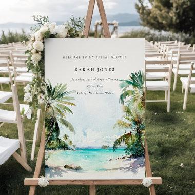 Tropical Beach Palm Trees Bridal Shower Welcome Foam Board