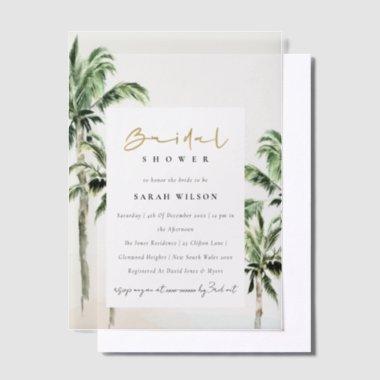 Tropical Beach Palm Trees Watercolor  Vellum