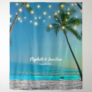 Tropical Beach Palm Wedding Photo Booth Backdrop