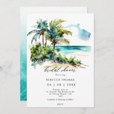 tropical beach palms bridal shower Invitations