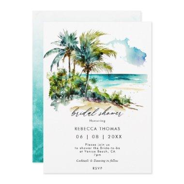 tropical beach palms bridal shower Invitations