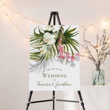 Tropical Beach Palms Pink Floral Welcome Wedding Foam Board