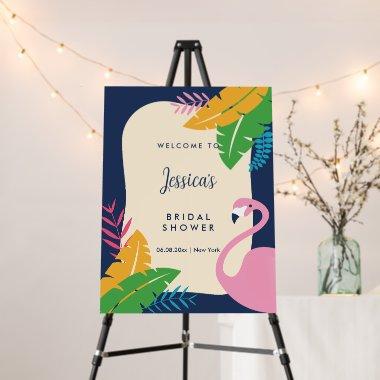 Tropical Beach Pink Flamingo Bridal Shower Welcome Foam Board