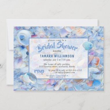 Tropical Beach Seashells Seaside Bridal Shower Invitations
